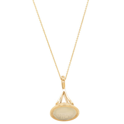 Vintage 12ct Yellow Gold Agate Fob Seal Pendant With Chain-Necklace-Walker & Hall