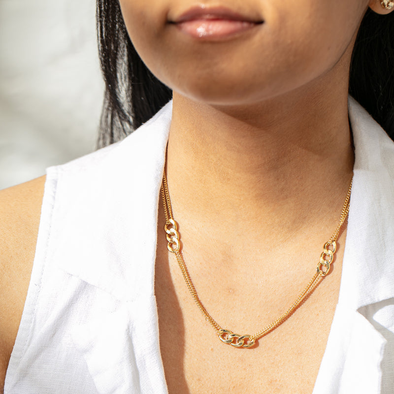 9ct Yellow Gold Interlink Necklace-Necklace-Walker & Hall