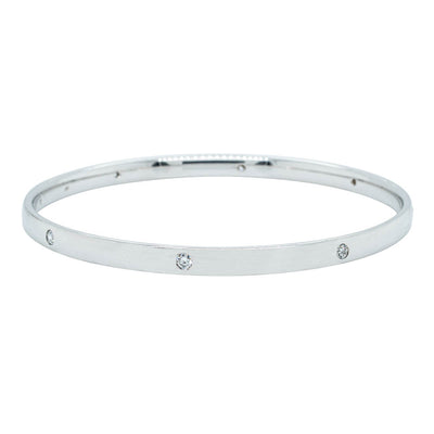 9ct White Gold Diamond Lucky Bangle-Bracelet-Walker & Hall