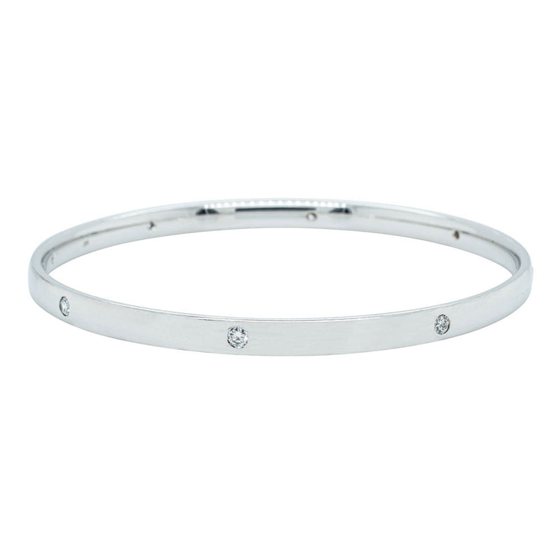 9ct White Gold Diamond Lucky Bangle-Bracelet-Walker & Hall