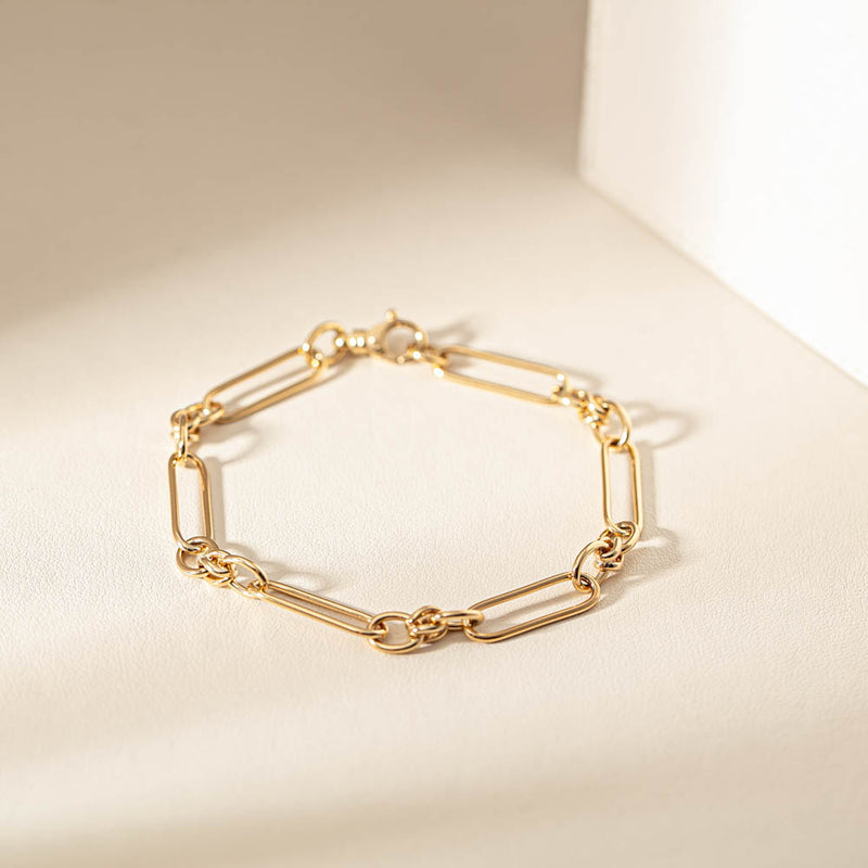 9ct Yellow Gold Paperclip Link Bracelet-Bracelet-Walker & Hall