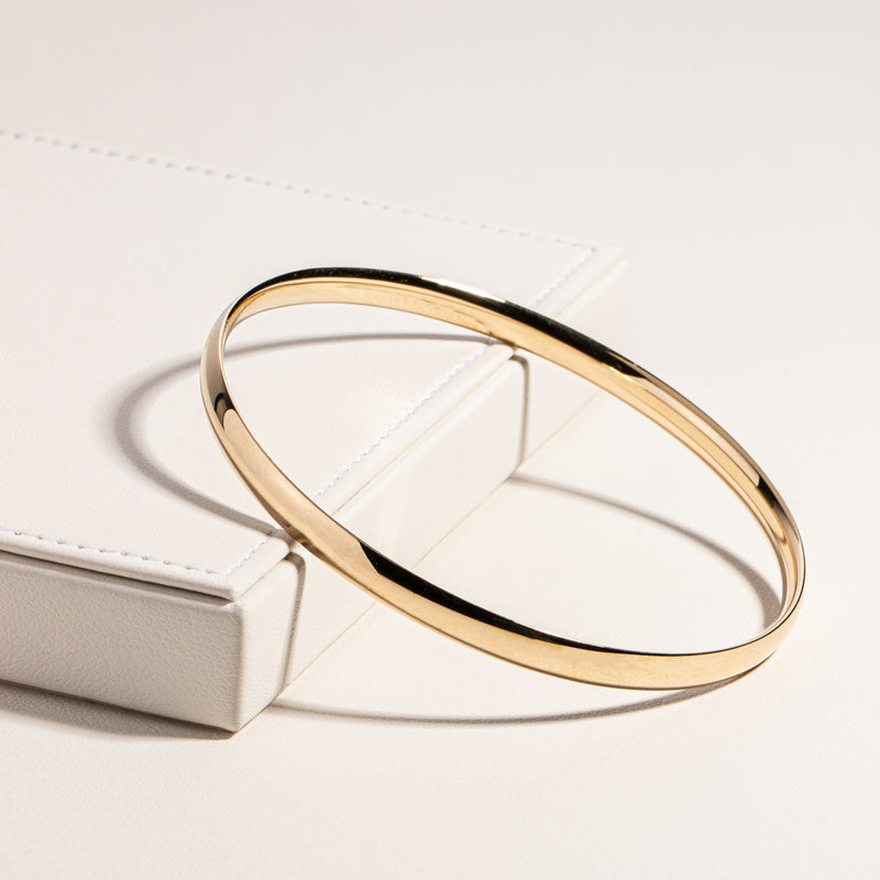 9ct Yellow Gold 5mm Bangle-Bracelet-Walker & Hall