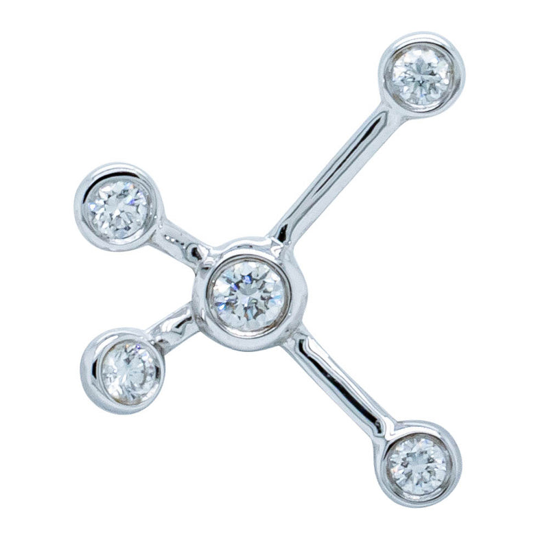 18ct White Gold & Diamond Single Earth Element Earring-Earrings-Walker & Hall