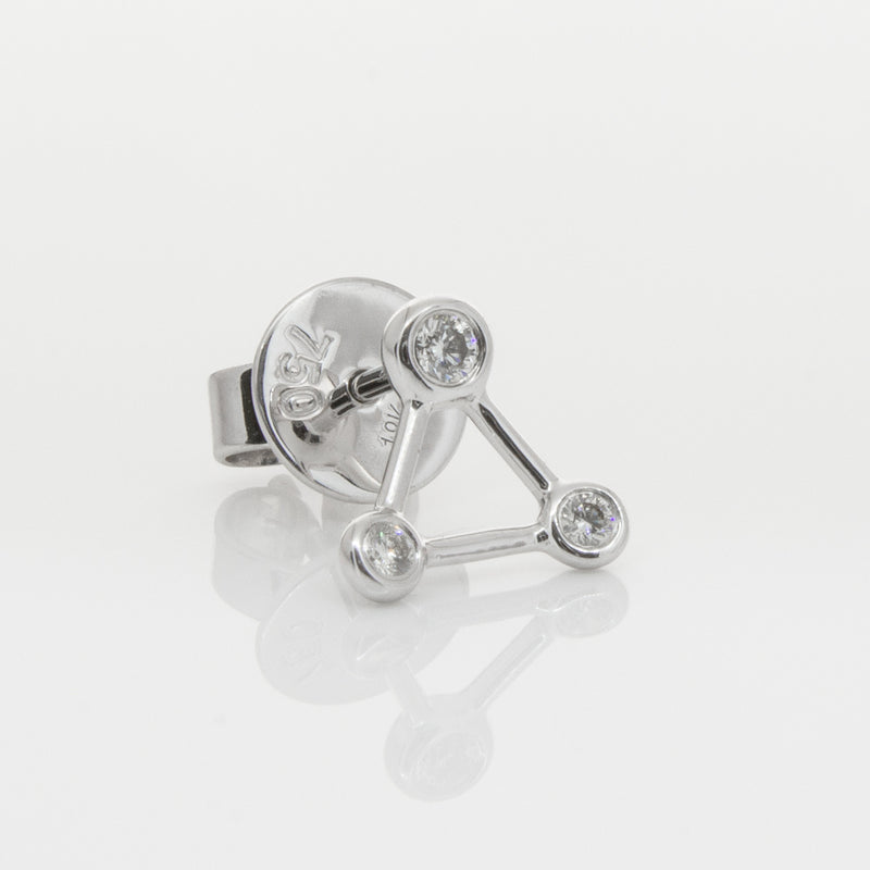 18ct White Gold & Diamond Single Water Element Earring-Earrings-Walker & Hall