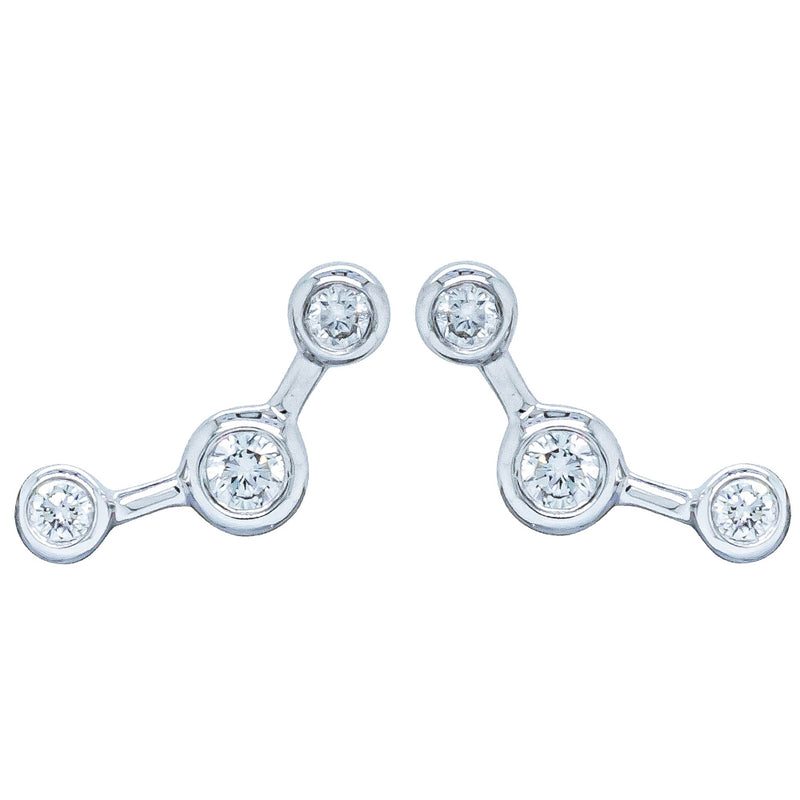 18ct White Gold & Diamond Single Fire Element Earring-Earrings-Walker & Hall
