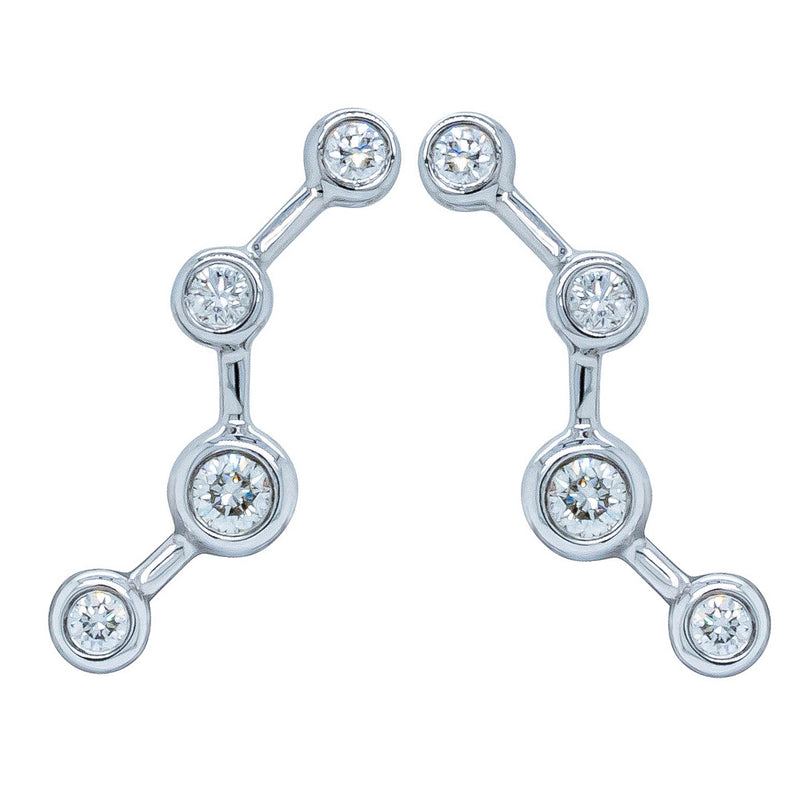 18ct White Gold & Diamond Single Air Element Earring-Earrings-Walker & Hall