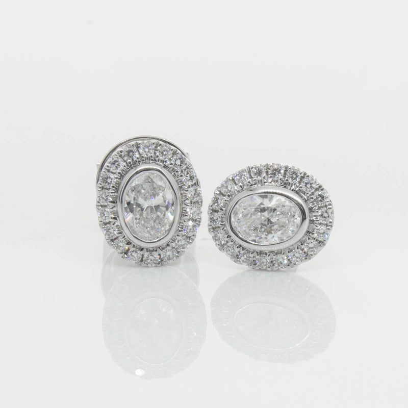 18ct White Gold .46ct Oval Cut Diamond Isla Earrings-Earrings-Walker & Hall