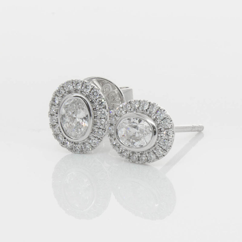 18ct White Gold .46ct Oval Cut Diamond Isla Earrings-Earrings-Walker & Hall