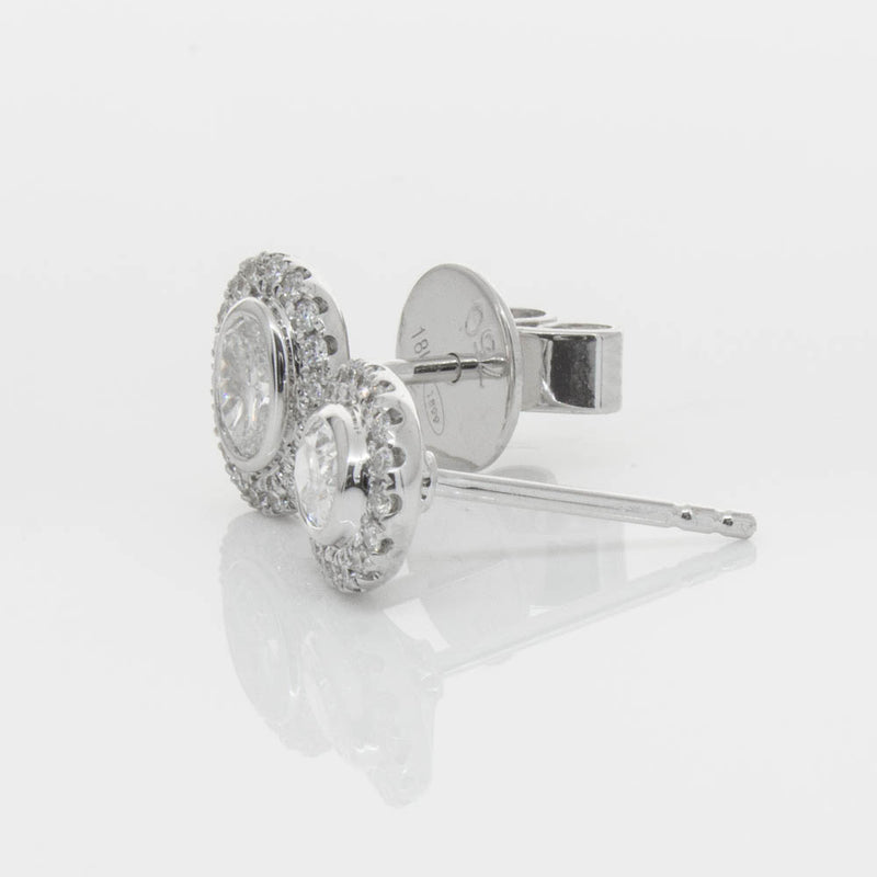 18ct White Gold .46ct Oval Cut Diamond Isla Earrings-Earrings-Walker & Hall