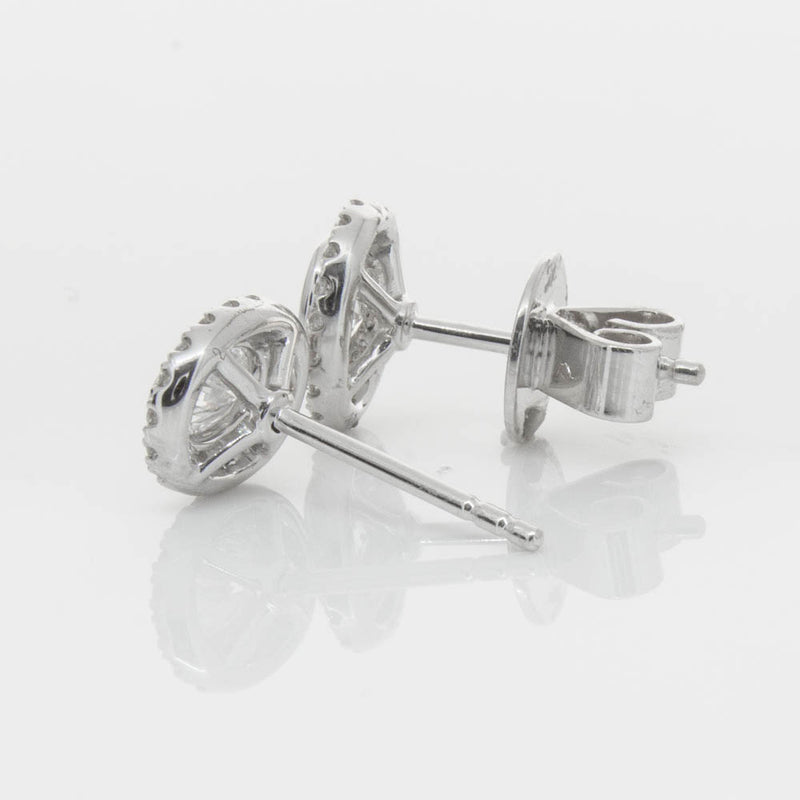 18ct White Gold .46ct Oval Cut Diamond Isla Earrings-Earrings-Walker & Hall