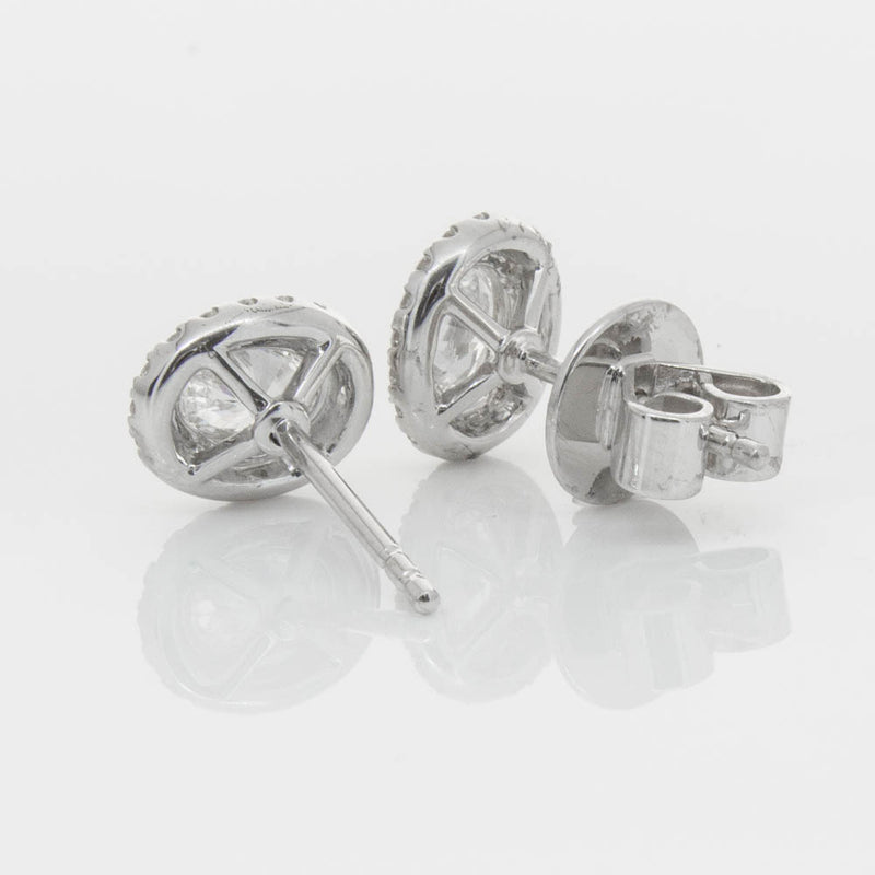 18ct White Gold .46ct Oval Cut Diamond Isla Earrings-Earrings-Walker & Hall
