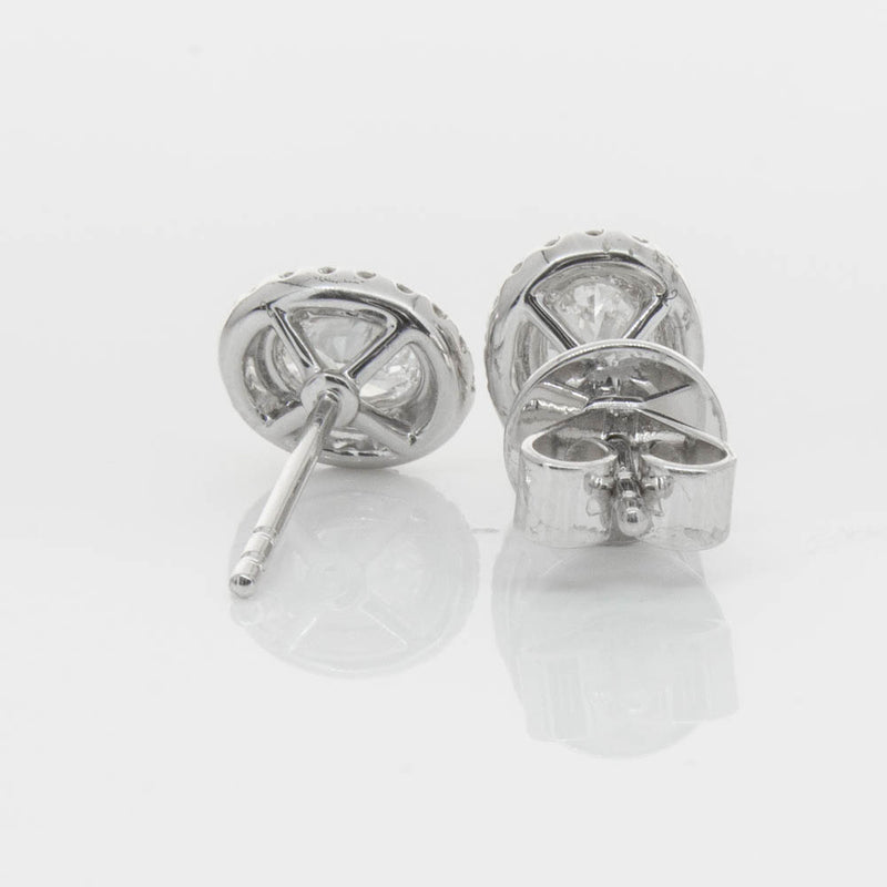 18ct White Gold .46ct Oval Cut Diamond Isla Earrings-Earrings-Walker & Hall