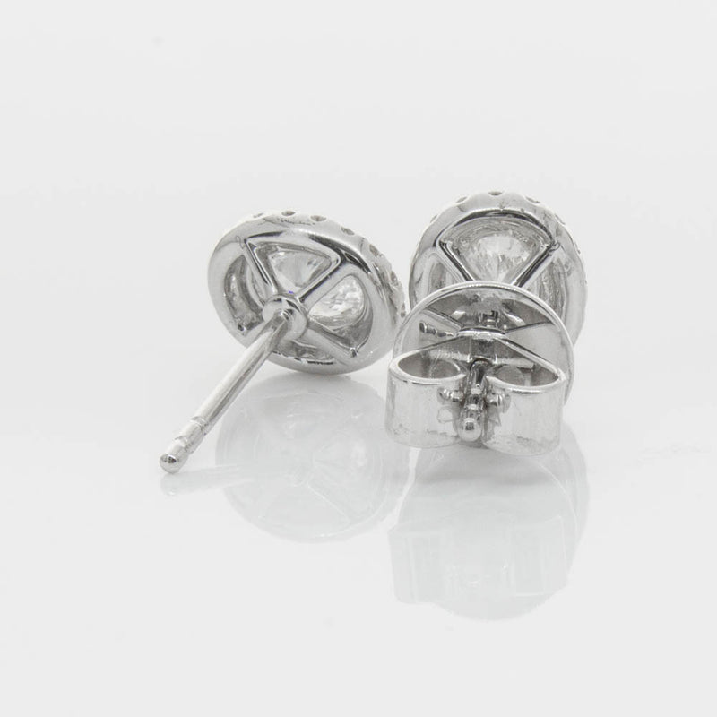18ct White Gold .46ct Oval Cut Diamond Isla Earrings-Earrings-Walker & Hall