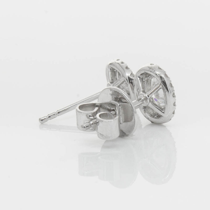 18ct White Gold .46ct Oval Cut Diamond Isla Earrings-Earrings-Walker & Hall