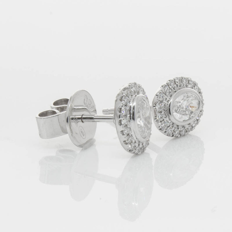 18ct White Gold .46ct Oval Cut Diamond Isla Earrings-Earrings-Walker & Hall