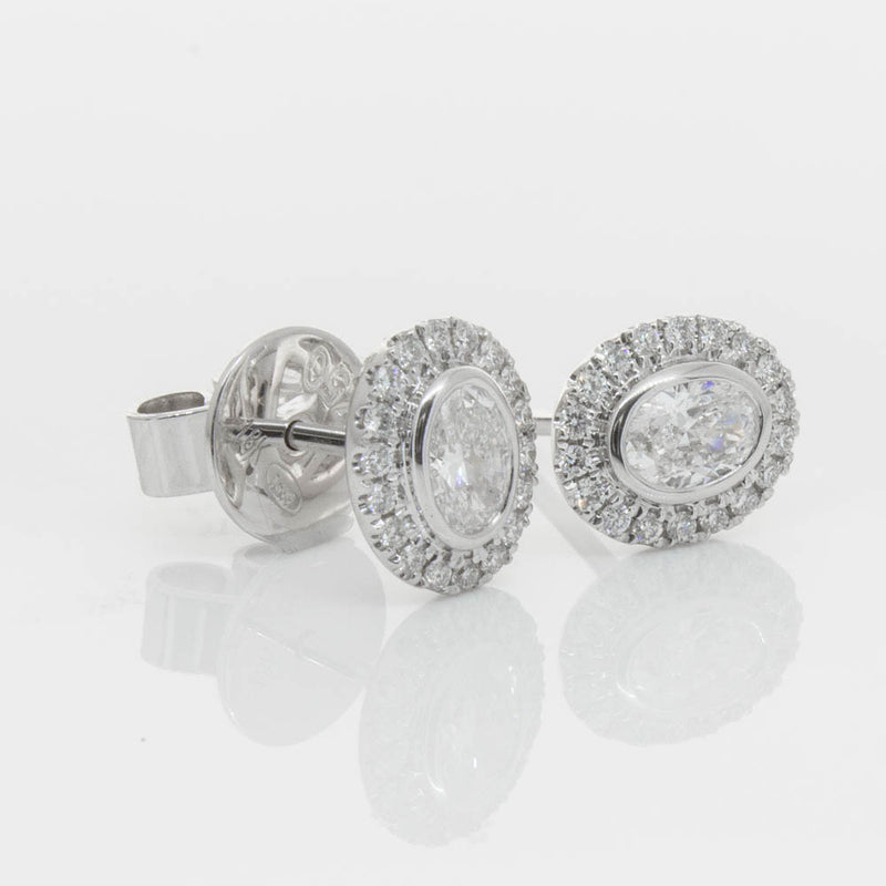 18ct White Gold .46ct Oval Cut Diamond Isla Earrings-Earrings-Walker & Hall