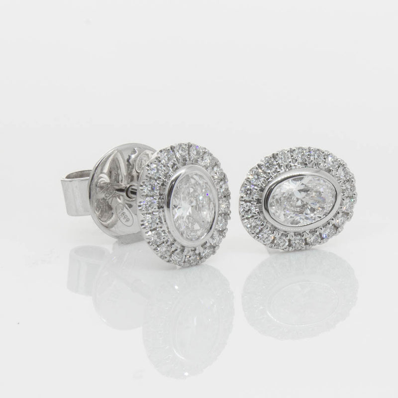 18ct White Gold .46ct Oval Cut Diamond Isla Earrings-Earrings-Walker & Hall