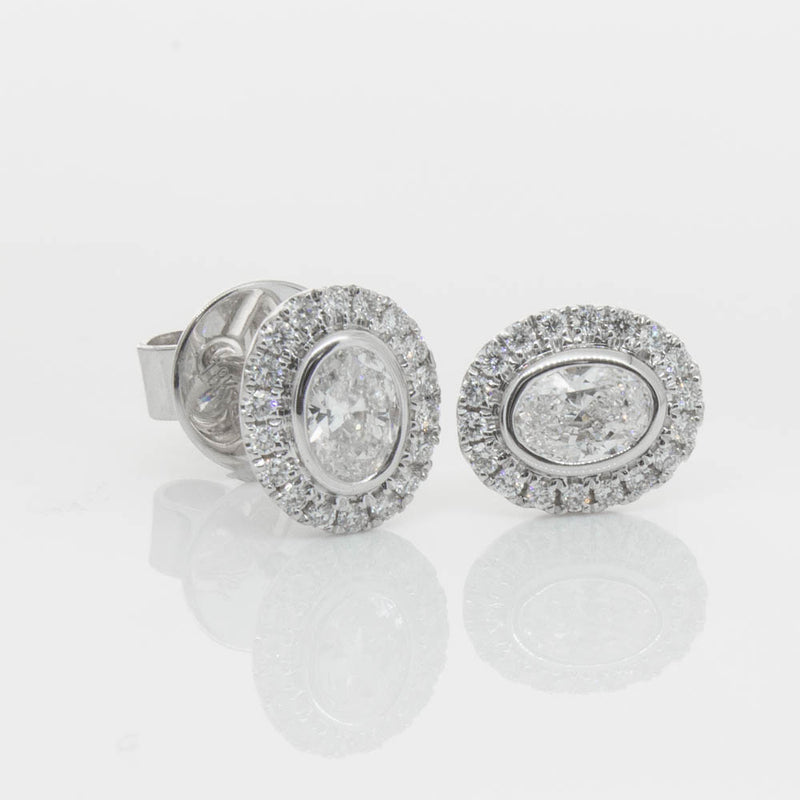 18ct White Gold .46ct Oval Cut Diamond Isla Earrings-Earrings-Walker & Hall