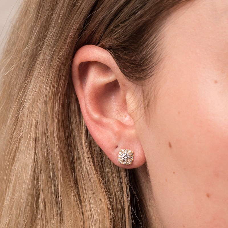 18ct Yellow Gold .60ct Diamond Peony Stud Earrings-Earrings-Walker & Hall