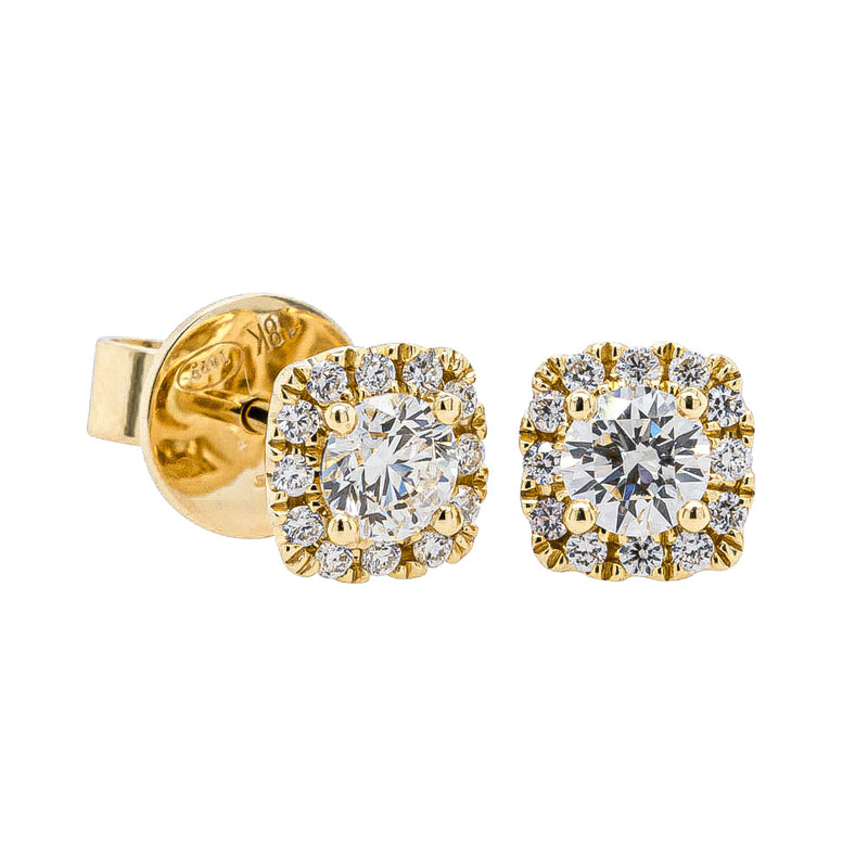 18ct Yellow Gold .60ct Diamond Peony Stud Earrings-Earrings-Walker & Hall