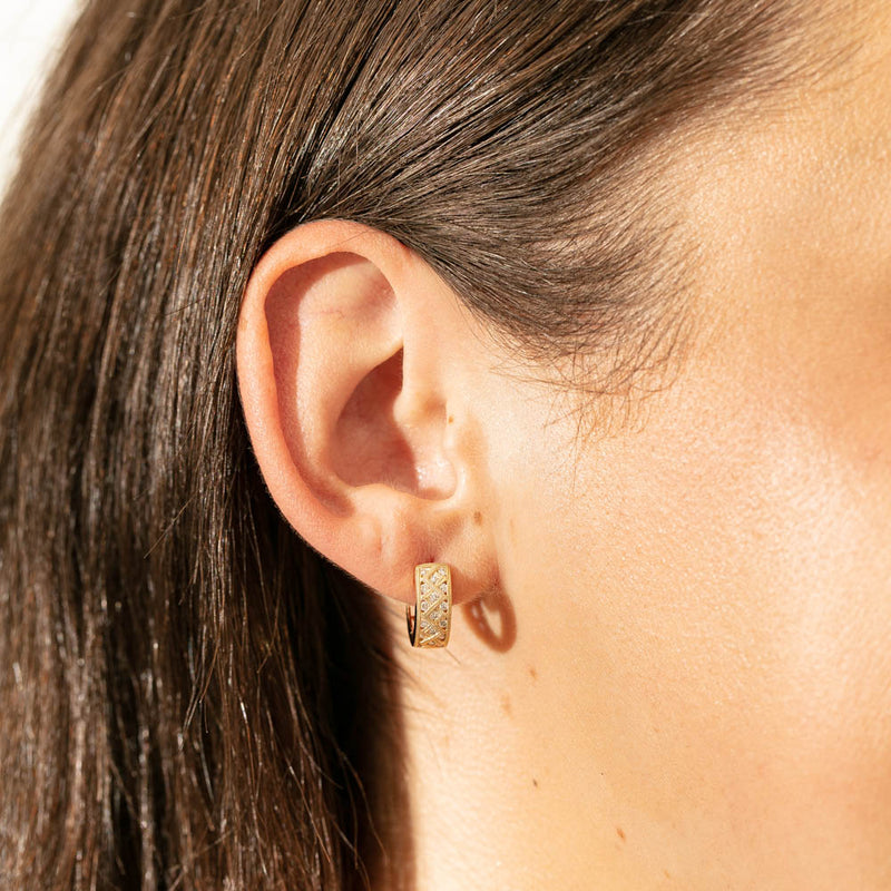 18ct Yellow Gold Diamond Honour Hoop Earrings-Earrings-Walker & Hall