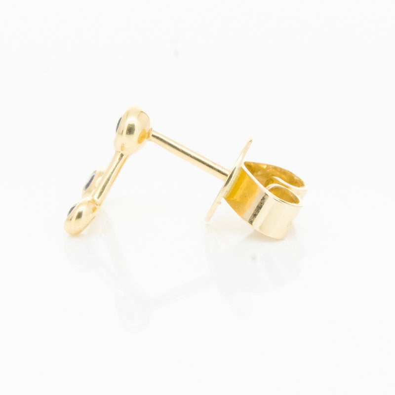 18ct Yellow Gold Sapphire Single Water Element Earring-Earrings-Walker & Hall