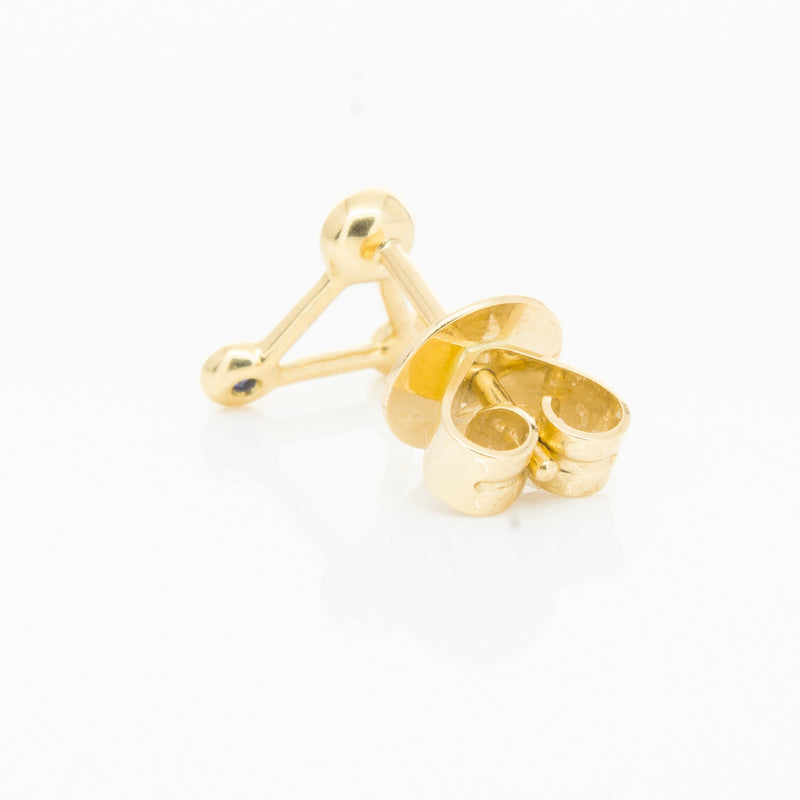 18ct Yellow Gold Sapphire Single Water Element Earring-Earrings-Walker & Hall