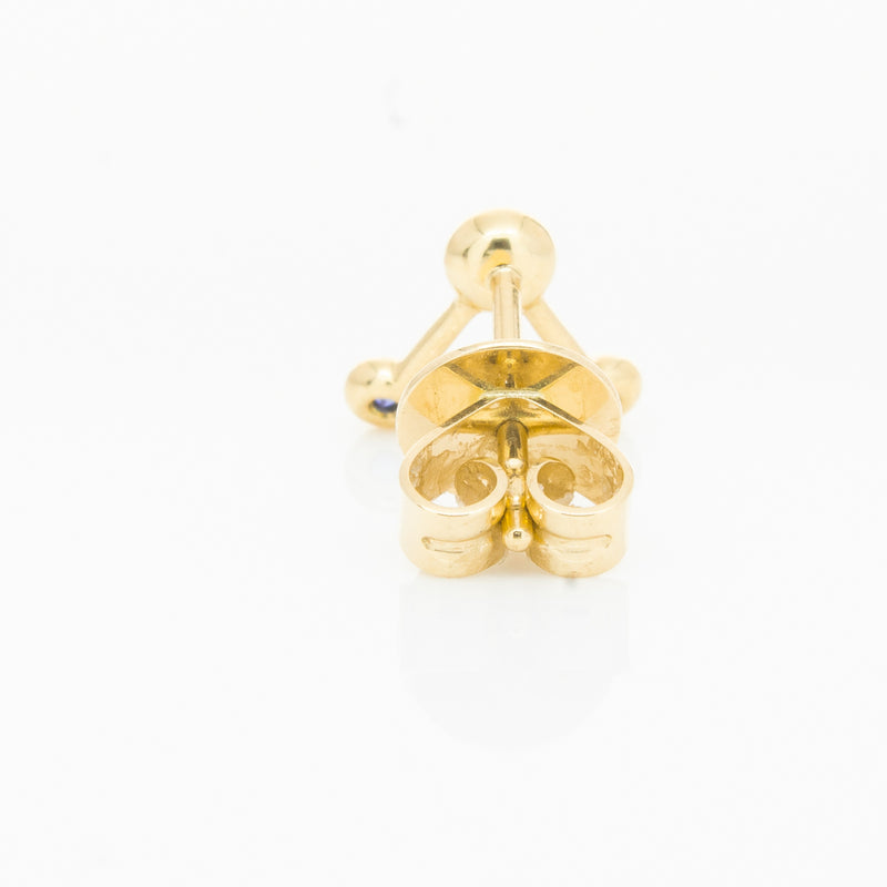 18ct Yellow Gold Sapphire Single Water Element Earring-Earrings-Walker & Hall