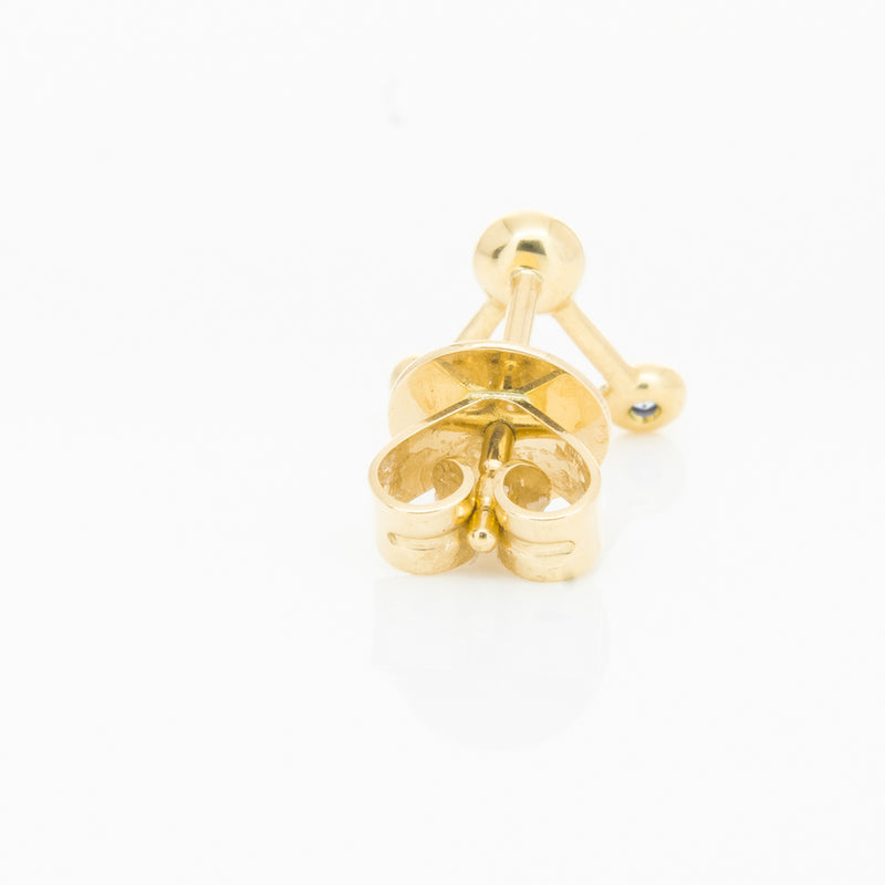 18ct Yellow Gold Sapphire Single Water Element Earring-Earrings-Walker & Hall