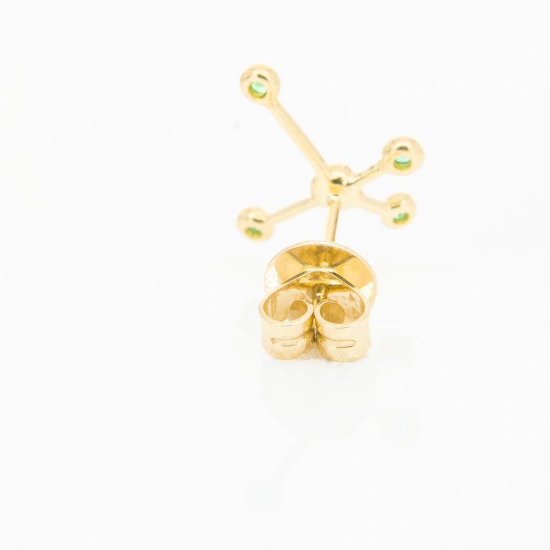 18ct Yellow Gold Tsavorite Single Earth Element Earring-Earrings-Walker & Hall