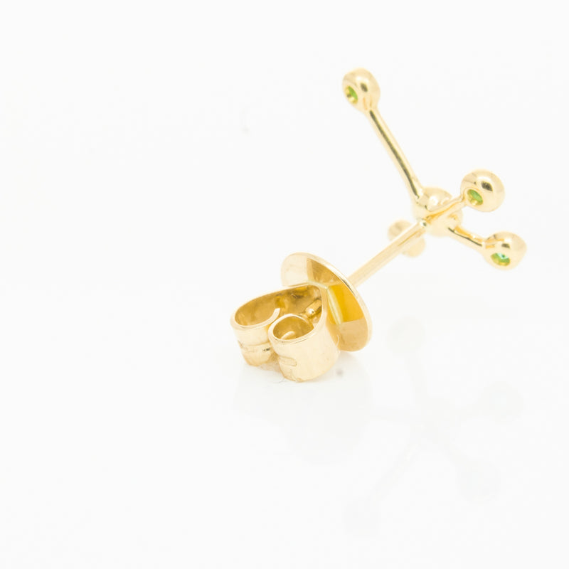 18ct Yellow Gold Tsavorite Single Earth Element Earring-Earrings-Walker & Hall