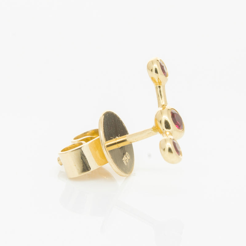 18ct Yellow Gold Ruby Single Fire Element Earring-Earrings-Walker & Hall
