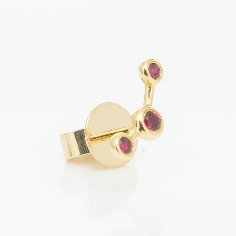 18ct Yellow Gold Ruby Single Fire Element Earring-Earrings-Walker & Hall