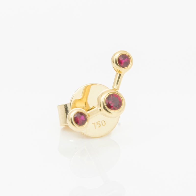 18ct Yellow Gold Ruby Single Fire Element Earring-Earrings-Walker & Hall