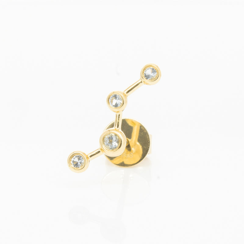 18ct Yellow Gold Aquamarine Single Air Element Earring-Earrings-Walker & Hall