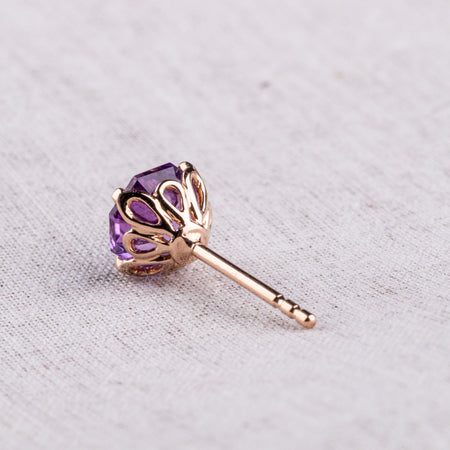18ct Rose Gold Amethyst Octavia Stud Earrings-Earrings-Walker & Hall