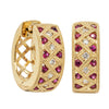 18ct Yellow Gold Ruby & Diamond Honour Hoop Earrings-Earrings-Walker & Hall