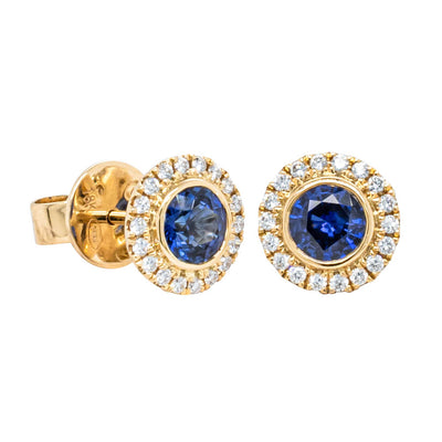 18ct Yellow Gold 1.10ct Sapphire & Diamond Isla Earrings-Earrings-Walker & Hall