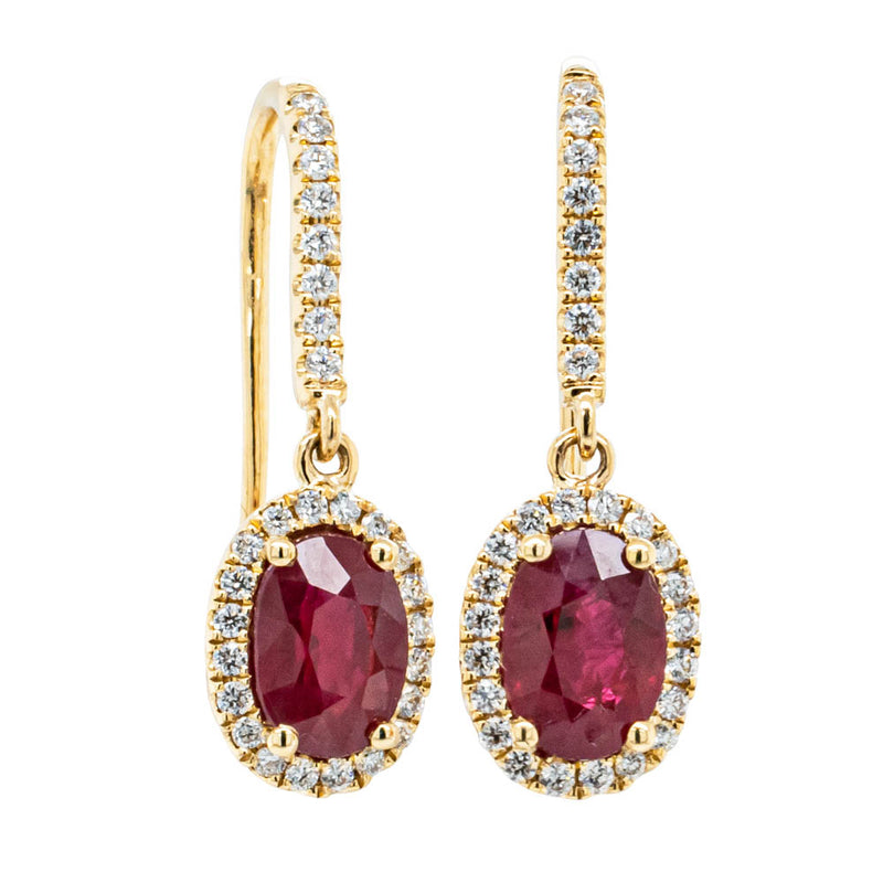 18ct Yellow Gold 2.29ct Ruby & Diamond Mini Sierra Earrings-Earrings-Walker & Hall