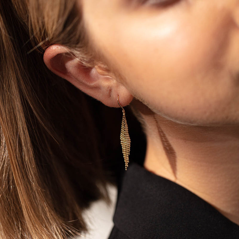 18ct Yellow Gold Martini Tassel Drop Earrings-Earrings-Walker & Hall