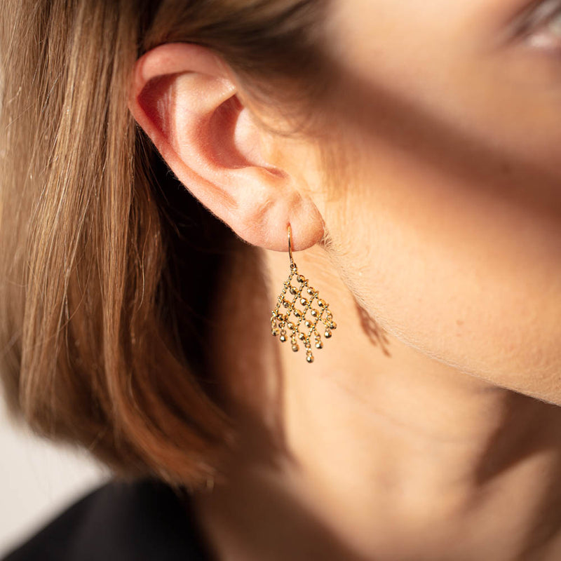18ct Yellow Gold Mai Tai Faceted Bead Drop Earrings-Earrings-Walker & Hall