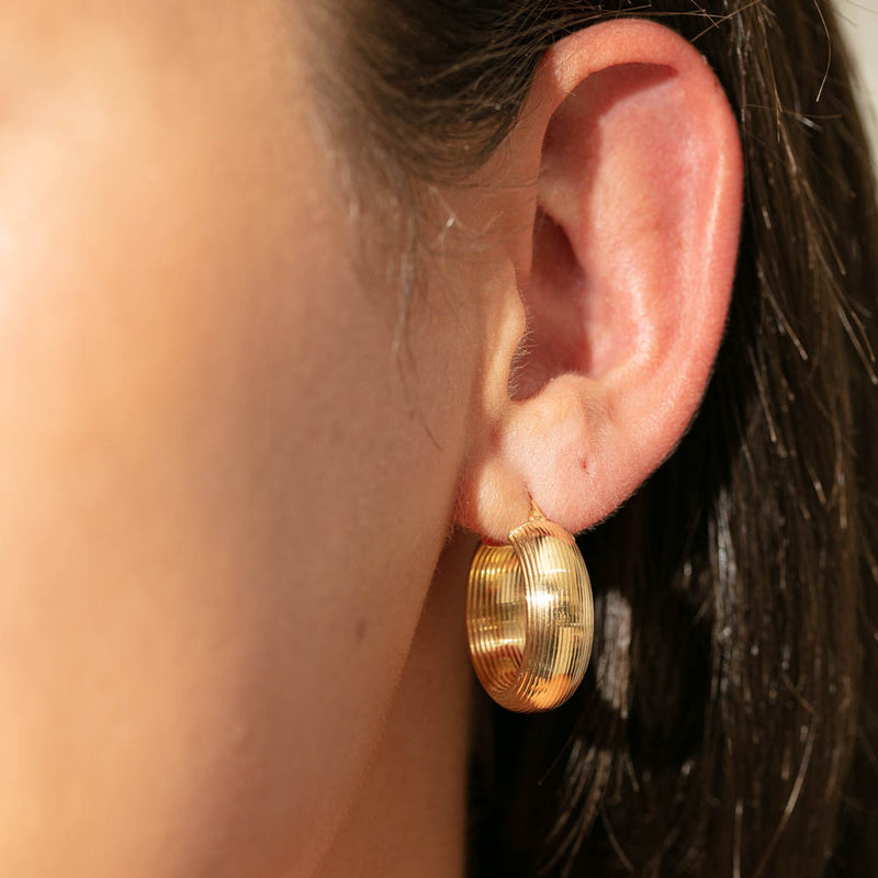 9ct Yellow Gold Spritz Hoop Earrings-Earrings-Walker & Hall
