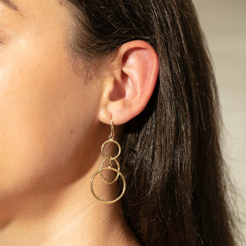 9ct Yellow Gold Margarita Drop Earrings-Earrings-Walker & Hall