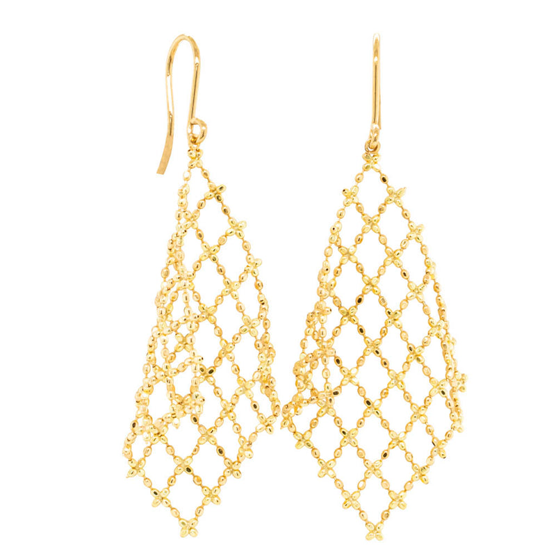 18ct Yellow Gold Gimlet Drop Earrings-Earrings-Walker & Hall