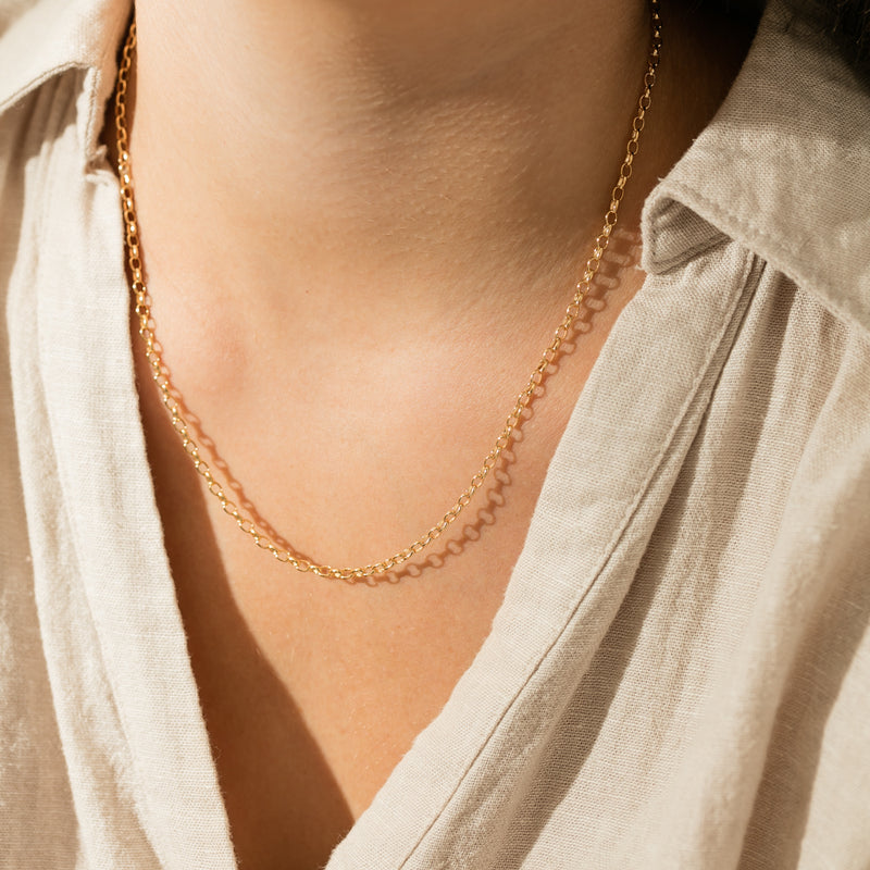 9ct Yellow Gold Oval Belcher Chain-Necklace-Walker & Hall