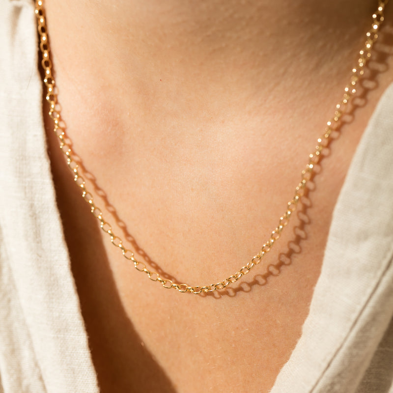 9ct Yellow Gold Oval Belcher Chain-Necklace-Walker & Hall