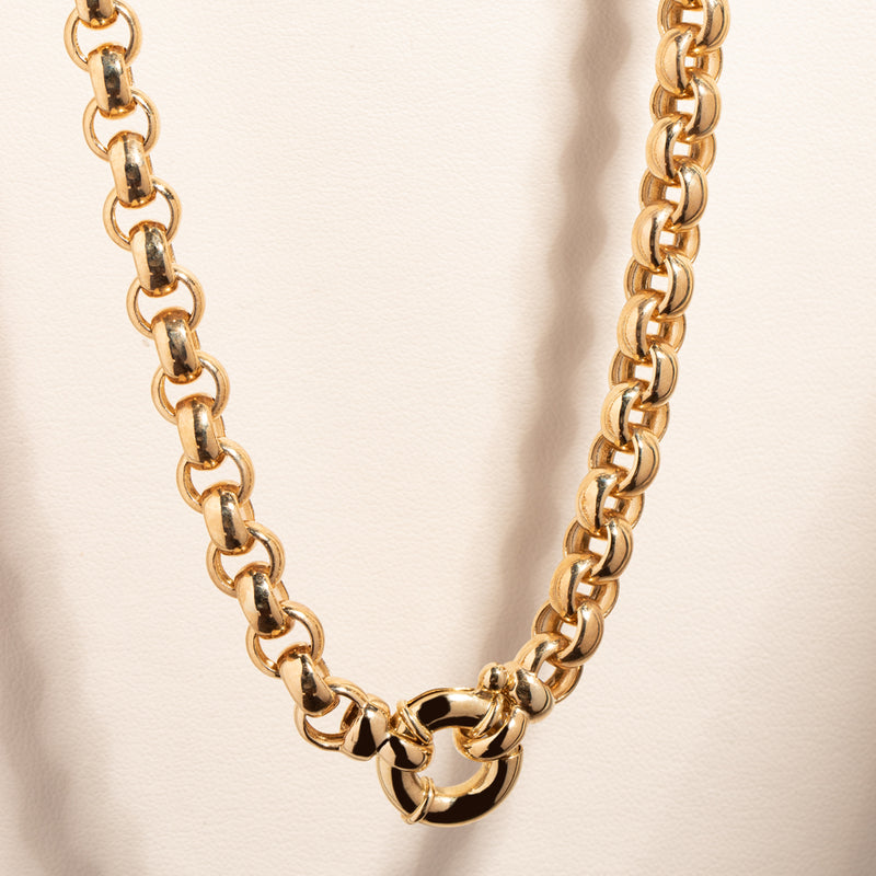 9ct Yellow Gold Round Belcher Necklace-Necklace-Walker & Hall