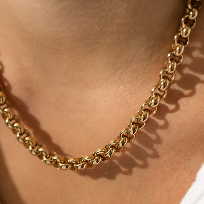 9ct Yellow Gold Round Belcher Necklace-Necklace-Walker & Hall