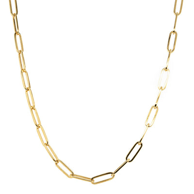 18ct Yellow Gold Paperclip Link Necklace-Necklace-Walker & Hall