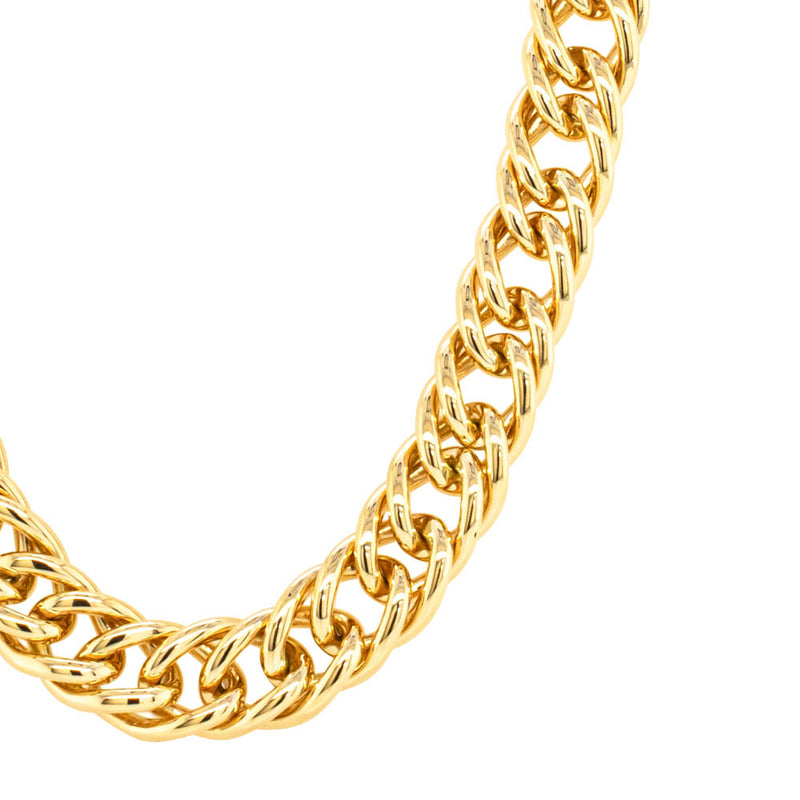 9ct Yellow Gold Double Curb Link Necklace-Necklace-Walker & Hall